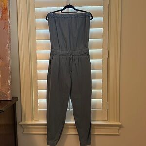 NWT YOUNG FABULOUS & BROKE strapless blue romper jumpsuit in women’s size large